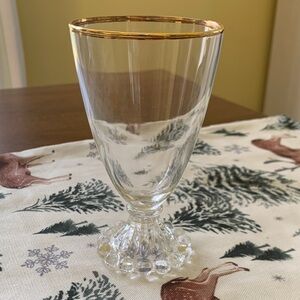 6 Vintage Anchor Hocking Gold Rim Glasses, Berwick Boopie